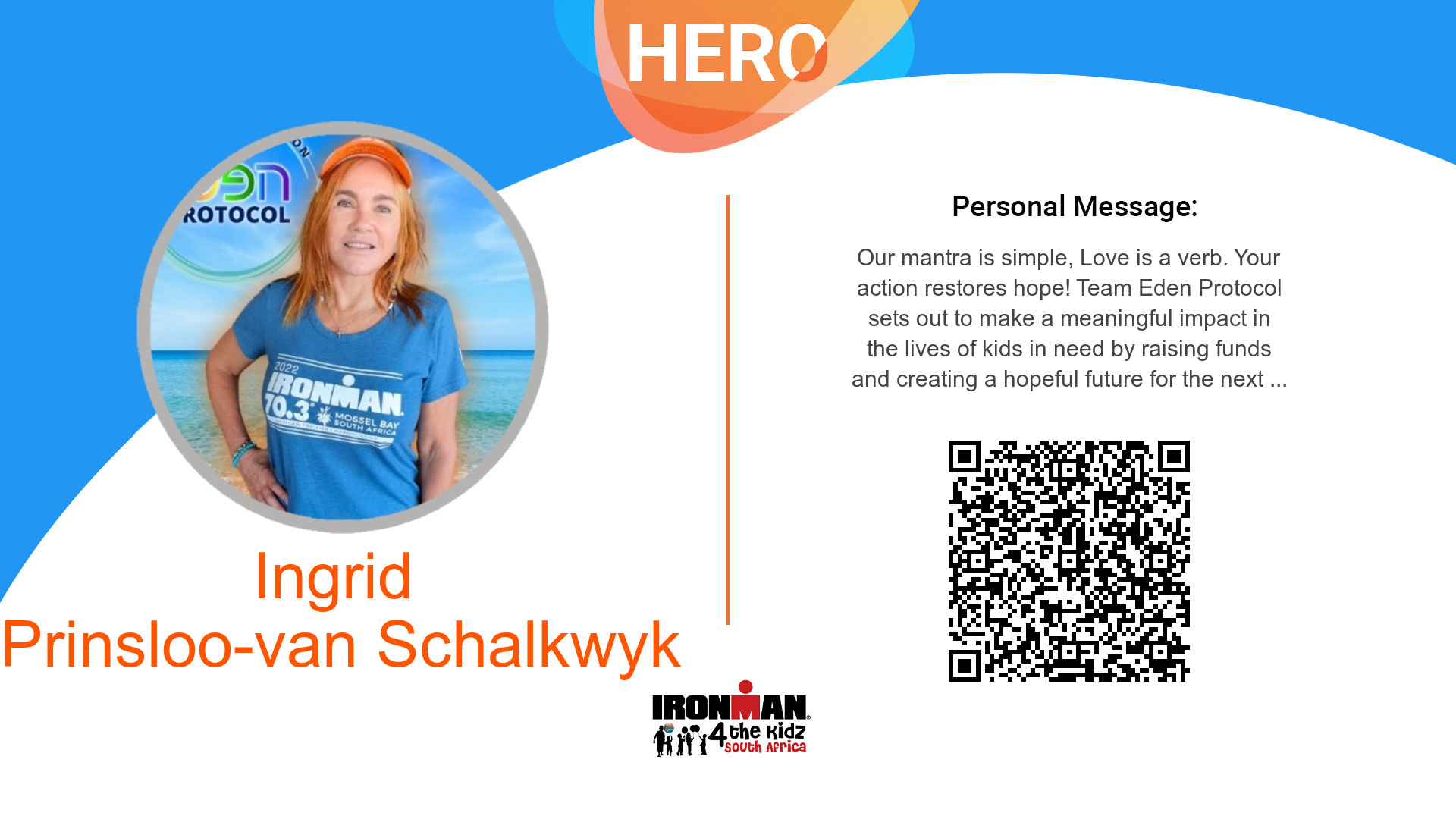 Prinsloo Text Ironman4TheKidz | Help a Hero | Ingrid Prinsloo-van Schalkwyk